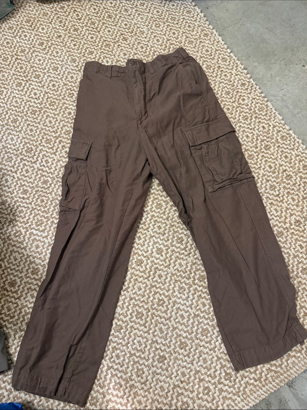 Muji Brown Cargo Pants with Multi-Pocket Utility Design